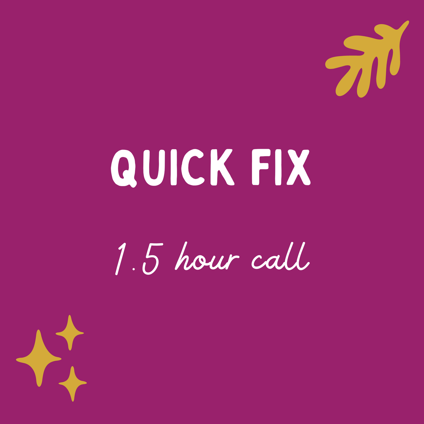 Quick Fix 1.5hr Session